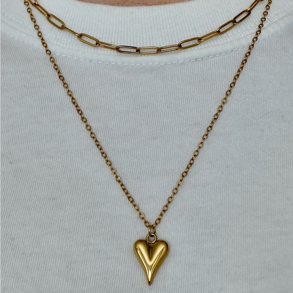 Gold Heart Charm Necklace